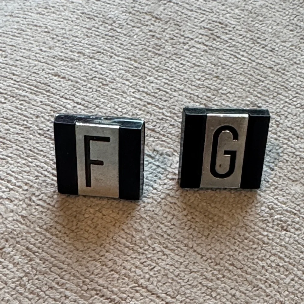Vintage Black and Silver Initial Cufflinks